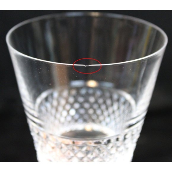 Val St Lambert Claret Wine Glass Heidleberg Diamond Cut Blown 5" Tall Red White - Picture 5 of 5